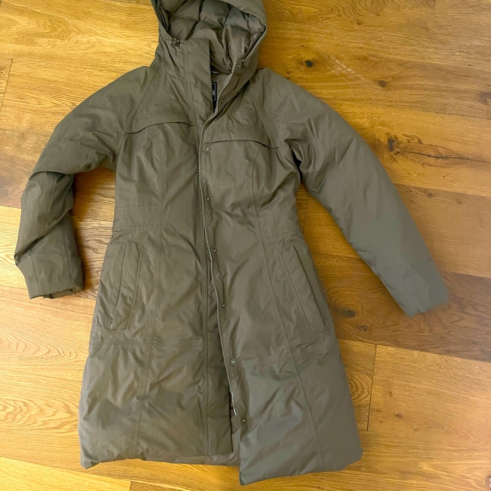 North Face Long Puffer, Brown Medium